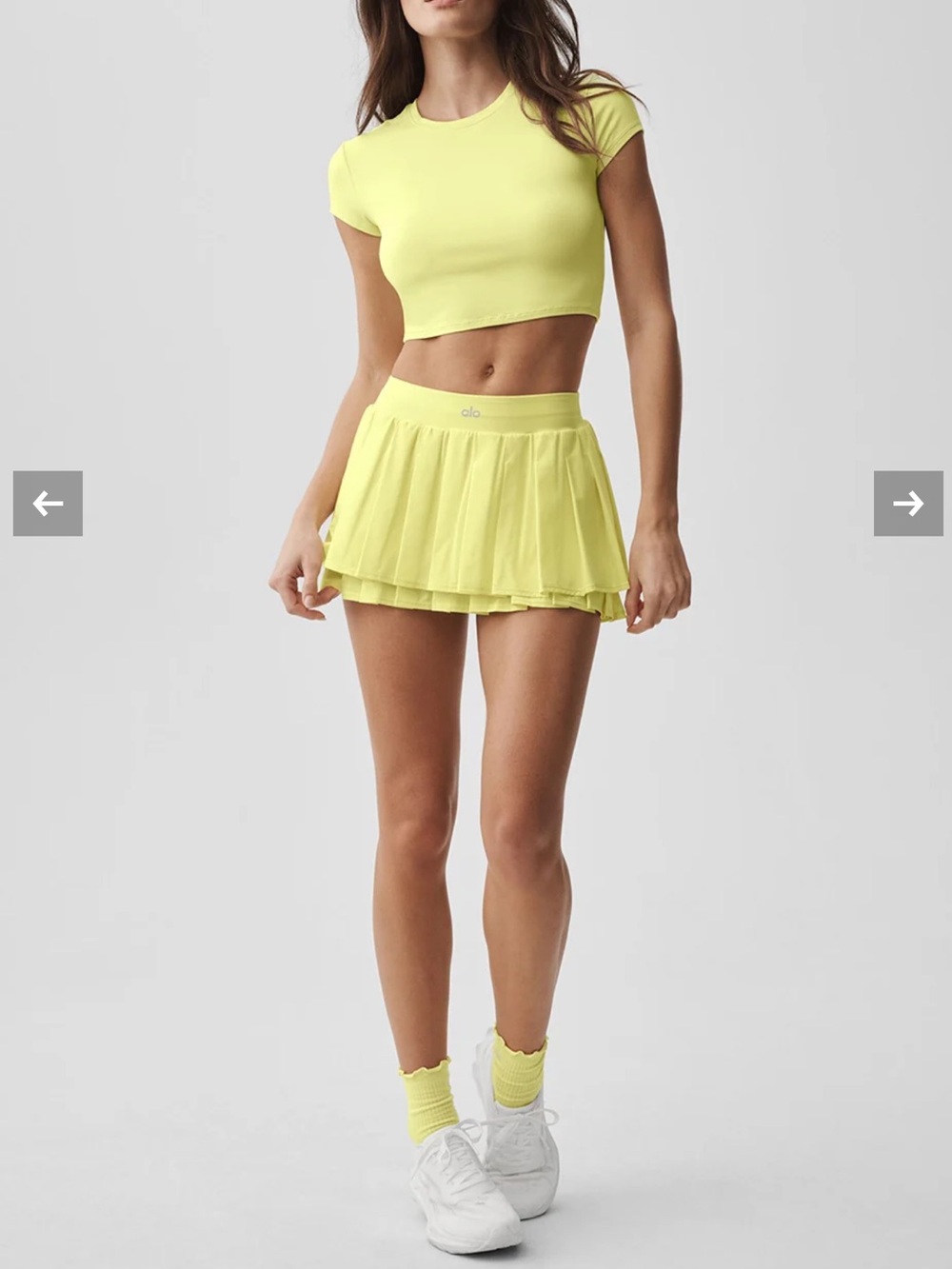 ALO Yoga Women's Sunshine Yellow Pleated Mini Tennis Skirt